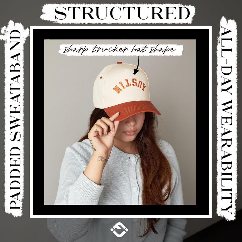 Funky Junque Trucker Hat Women Men 2-Tone Baseball Cap – Vintage Western Style Embroidered Snapback, Premium Cotton Blend - Image 5